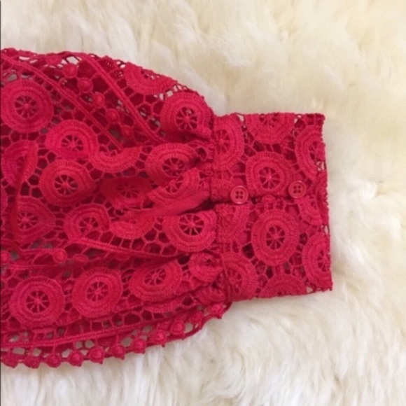 French Connection Red Lace Cold Shoulder Dress - Picture 8 of 8
